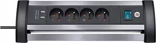 Brennenstuhl 1394004534 Napájací panel Alu-Office-Line so 4 zásuvkami s vypínačom, káblom 1,8 m a